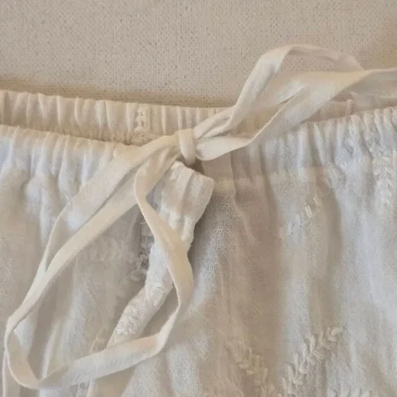 Shade & Shore Womens Embroidered Tropical Palm Tiered Midi Skirt White Large - Picture 5 of 10